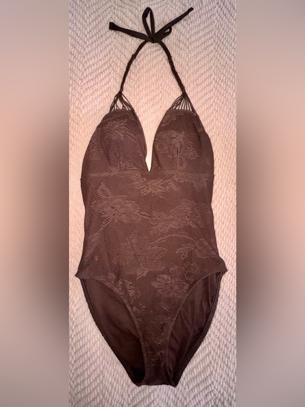 LA BLANCA by Rod Beattic Brown Halter One Piece Swimsuit Size 10